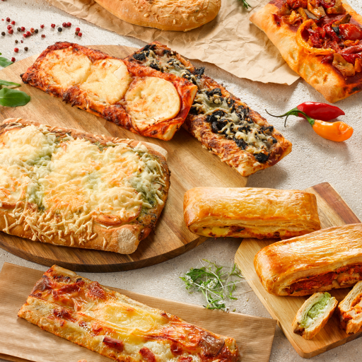 Fougasses, tartines et suisses salés sur mesure surgelés, pour les professionnels de la boulangerie